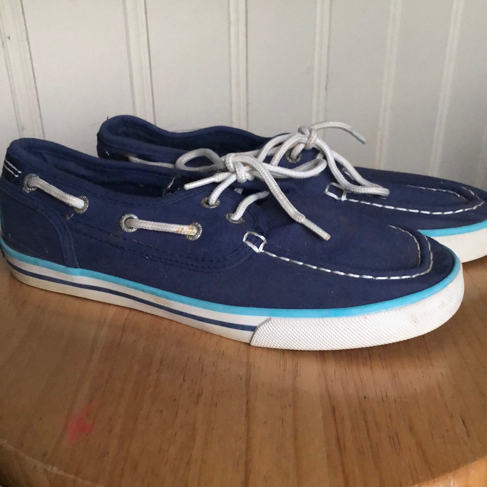 Nautica Blue and White Boat Shoes with Nautical Design